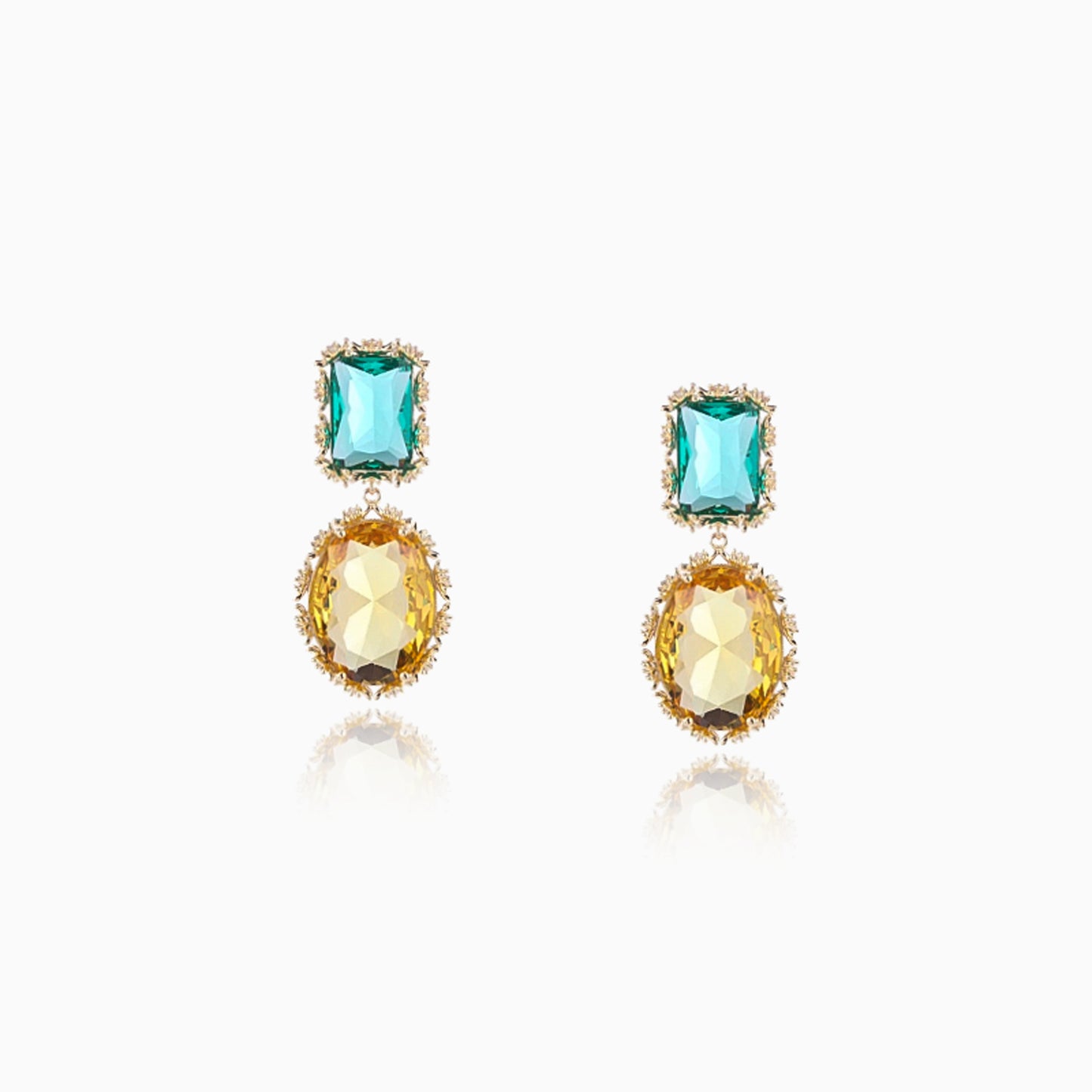 Dual-Gem Vintage Drop Earrings