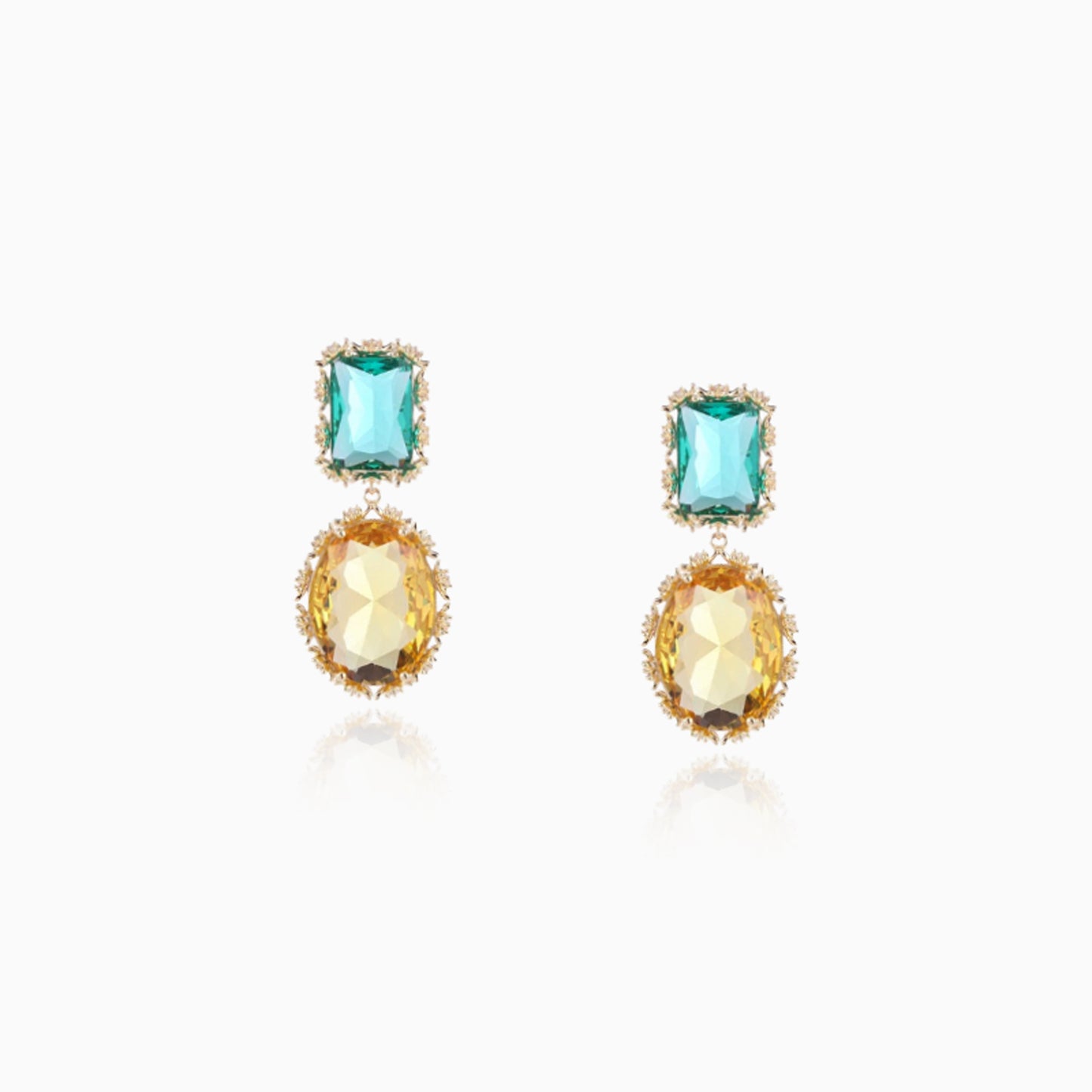 Dual-Gem Vintage Drop Earrings