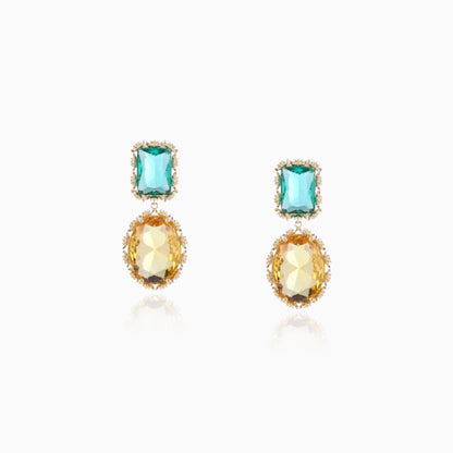 Dual-Gem Vintage Drop Earrings