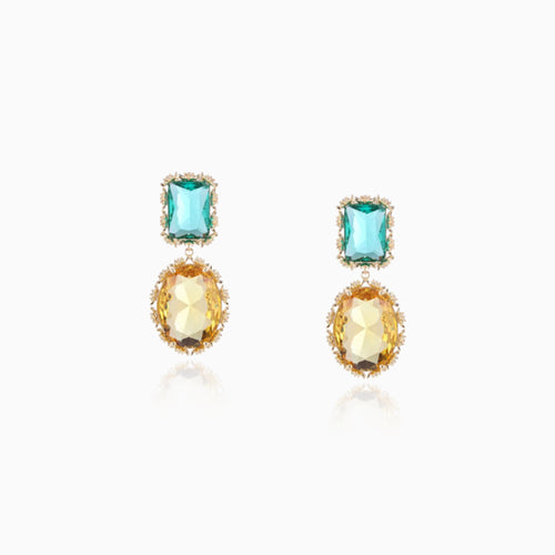 Dual-Gem Vintage Drop Earrings