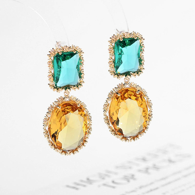 Dual-Gem Vintage Drop Earrings