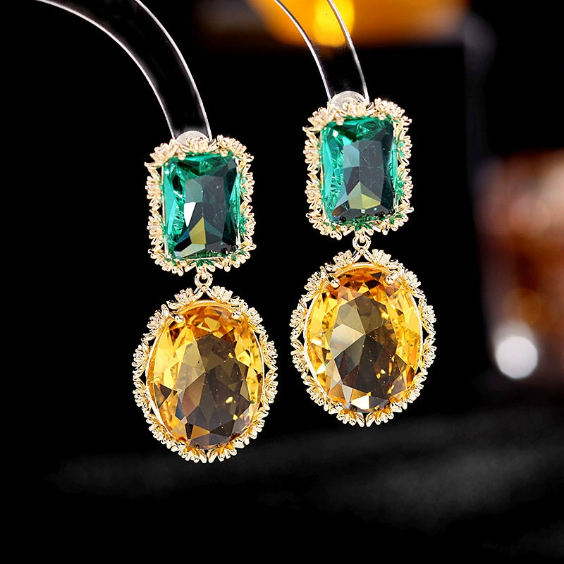 Dual-Gem Vintage Drop Earrings