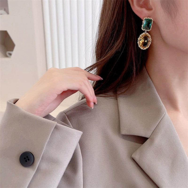 Dual-Gem Vintage Drop Earrings