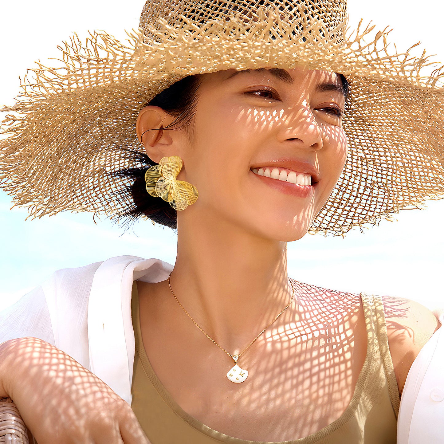 Layered Flower Statement Earrings