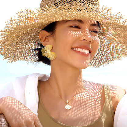 Layered Flower Statement Earrings