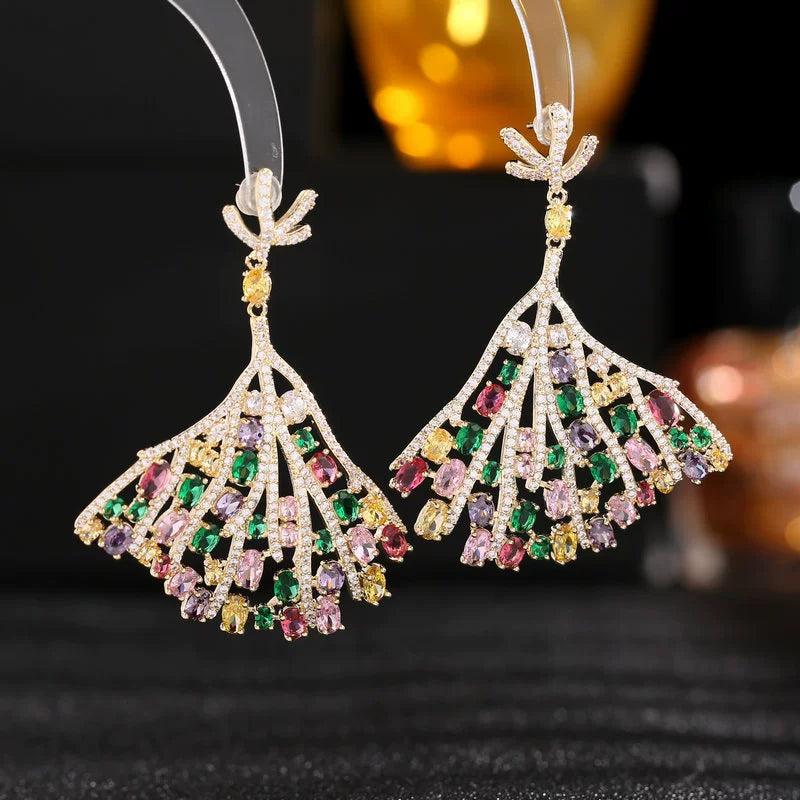 Multicolor Fan Drop Earrings