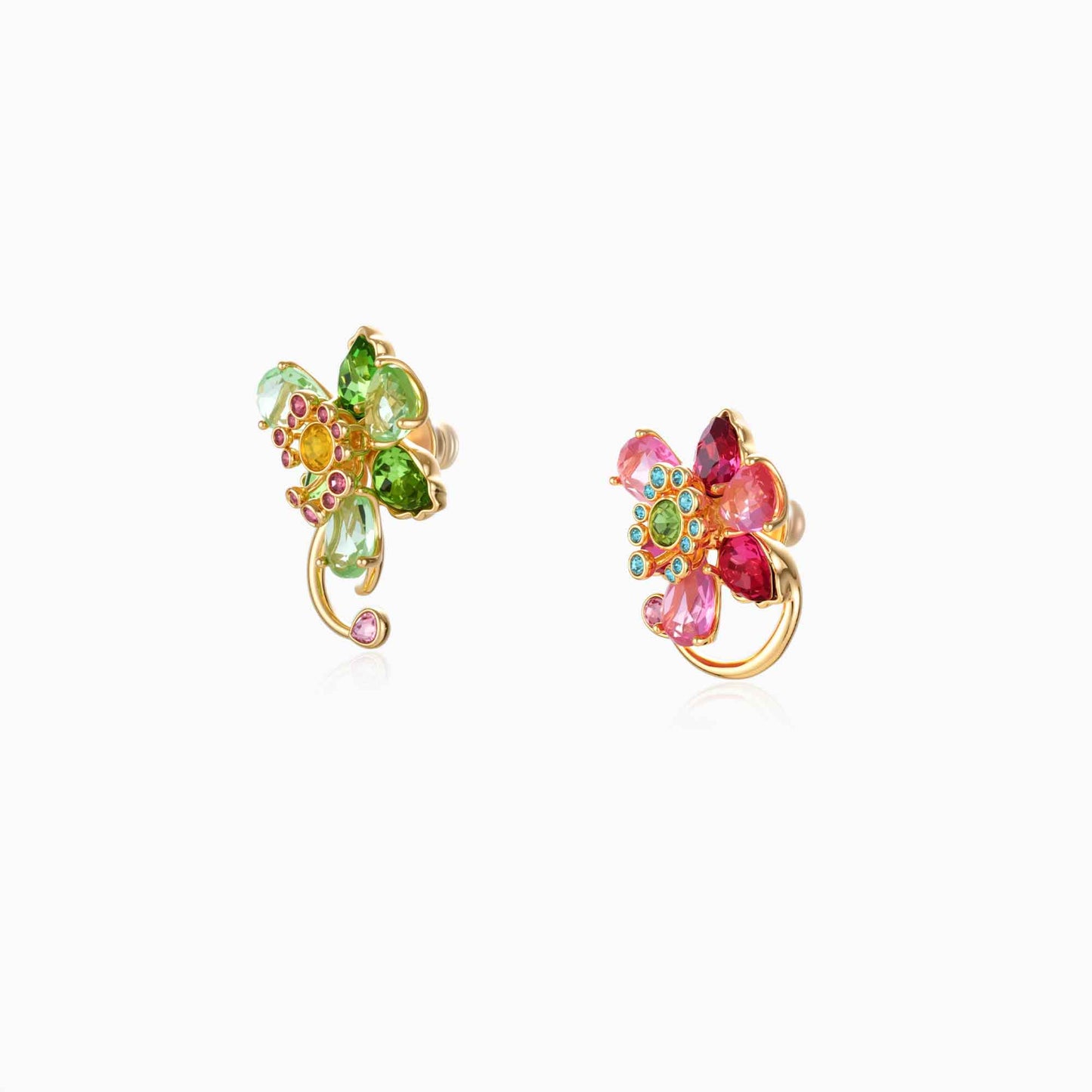 Petal Bloom Earrings With Ear Cuff