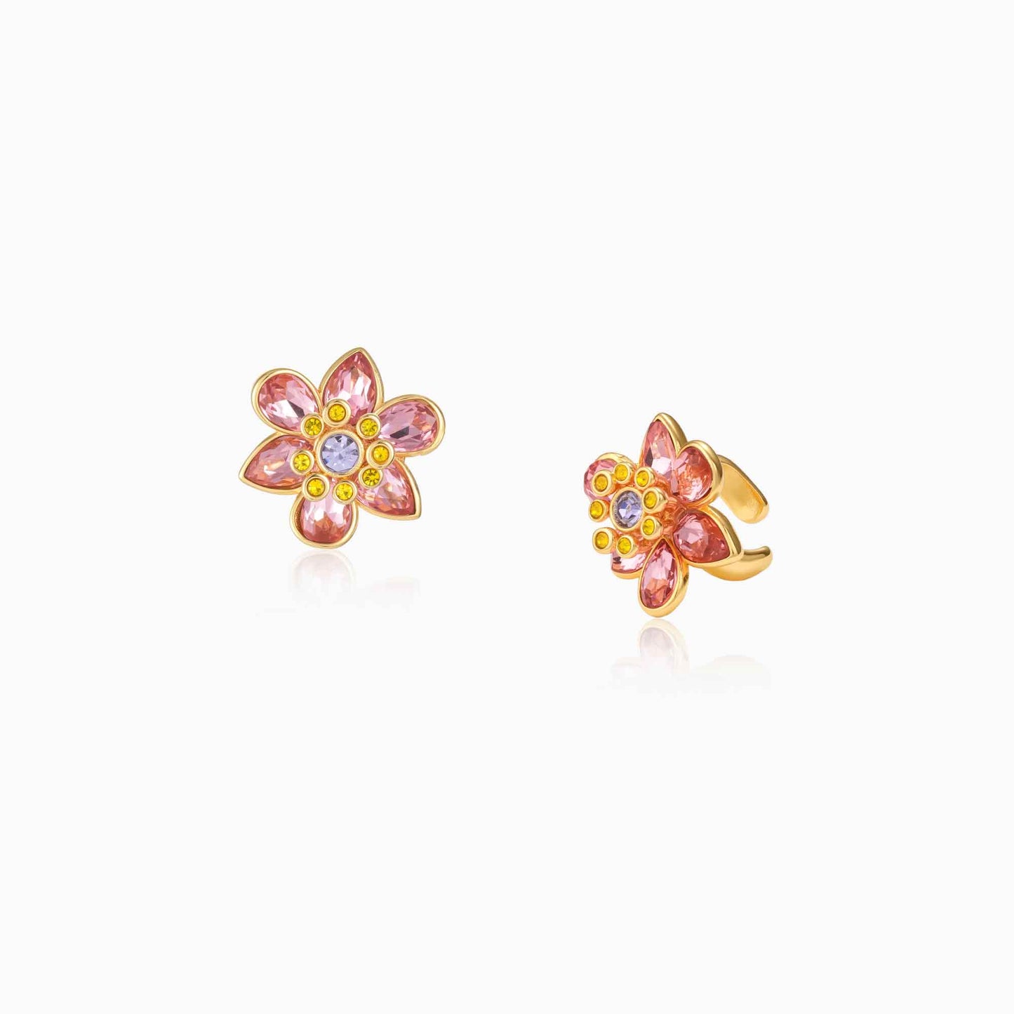 Petal Bloom Earrings With Ear Cuff