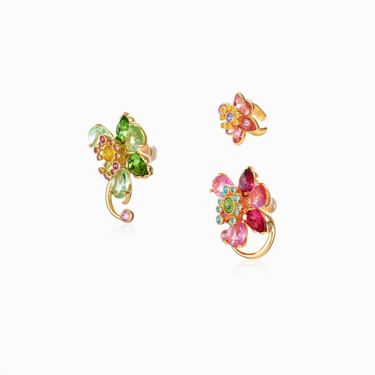 Petal Bloom Earrings With Ear Cuff