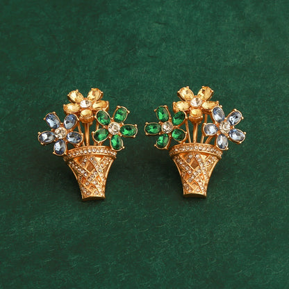 Vintage Floral Basket Earrings