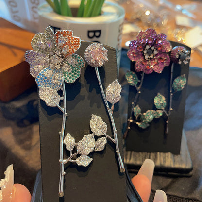 Detachable Bloom Earrings with Curved Stem