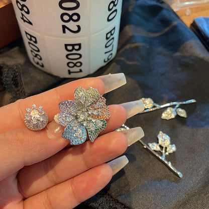 Detachable Bloom Earrings with Curved Stem