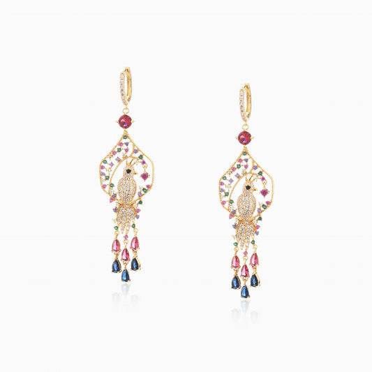Ornate Parrot Drop Earrings
