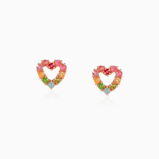 Petite Color Heart Tourmaline Earrings