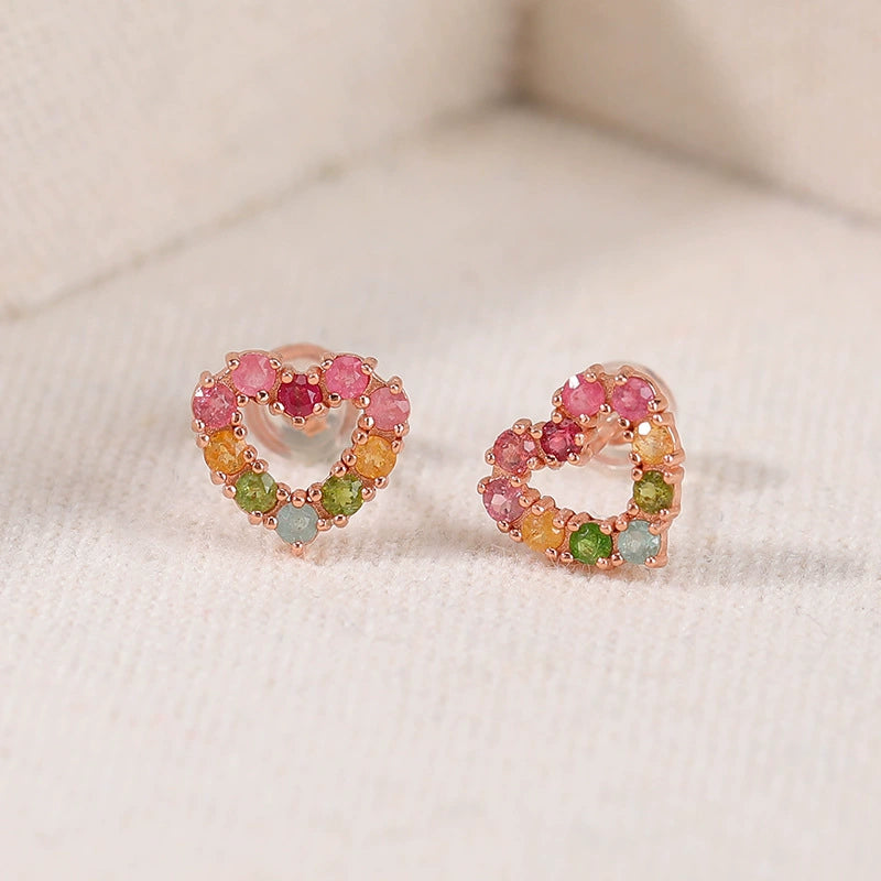Petite Color Heart Tourmaline Earrings