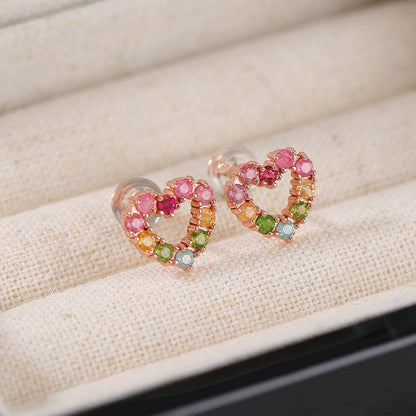 Petite Color Heart Tourmaline Earrings