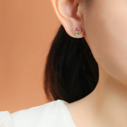 Petite Color Heart Tourmaline Earrings