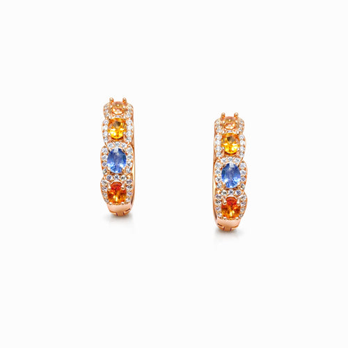 Multicolor Cluster Sapphire Earrings