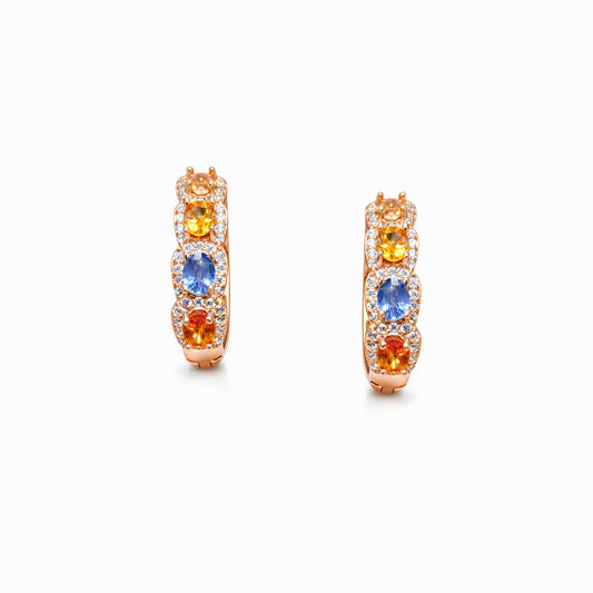 Multicolor Cluster Sapphire Earrings