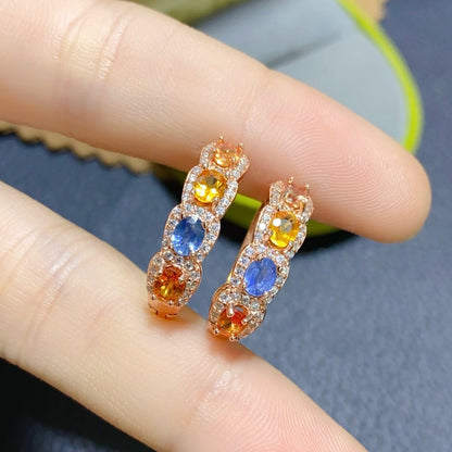 Multicolor Cluster Sapphire Earrings