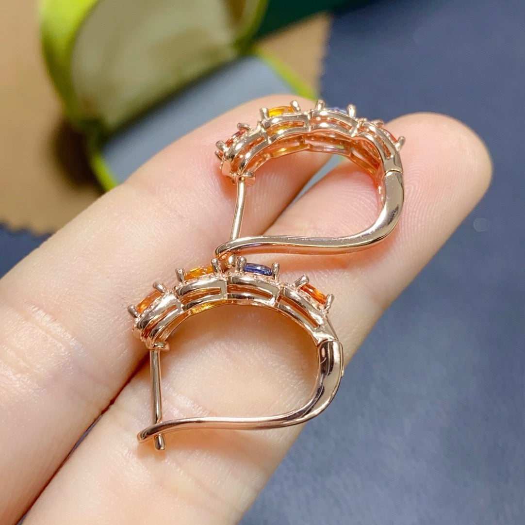 Multicolor Cluster Sapphire Earrings