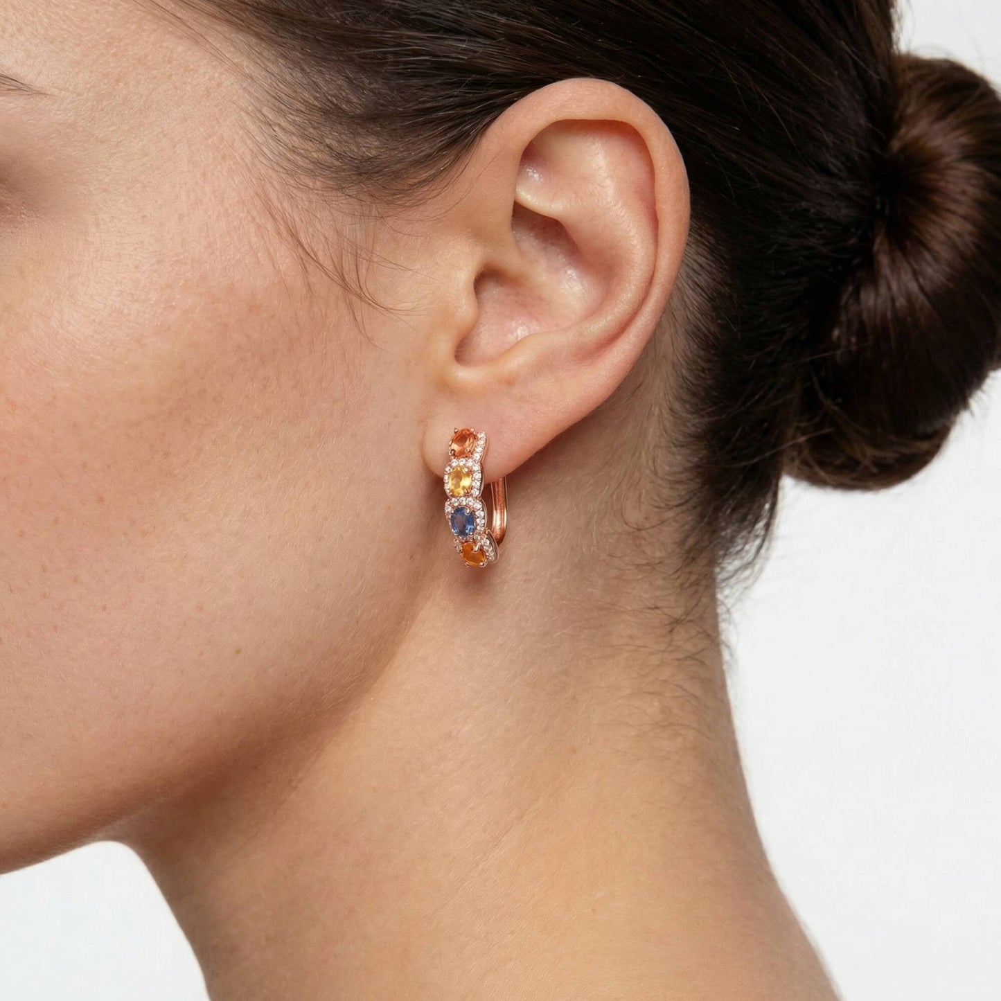 Multicolor Cluster Sapphire Earrings