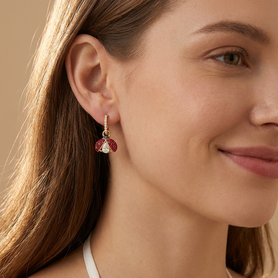 Crimson Luck Ladybug Earrings