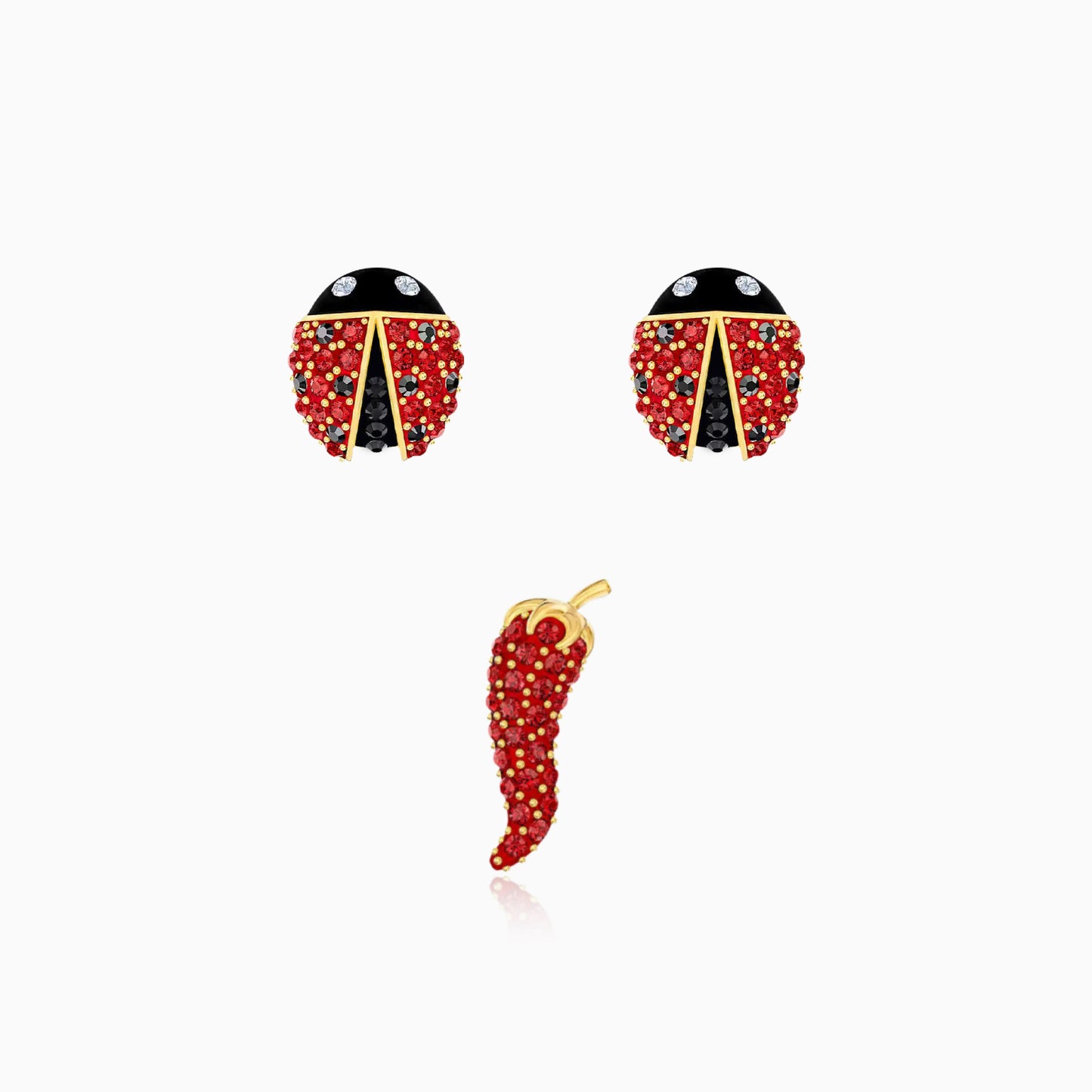 Crimson Luck Ladybug Ear Studs