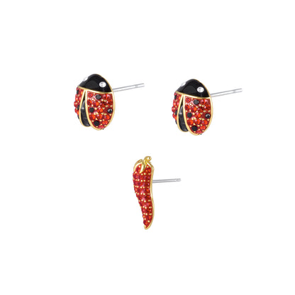 Crimson Luck Ladybug Ear Studs