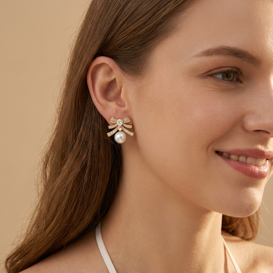 Grand Bow Pearl Earrings