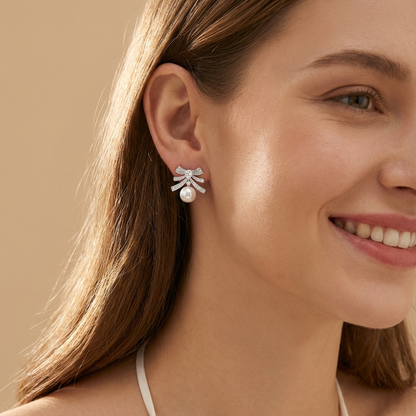 Grand Bow Pearl Earrings