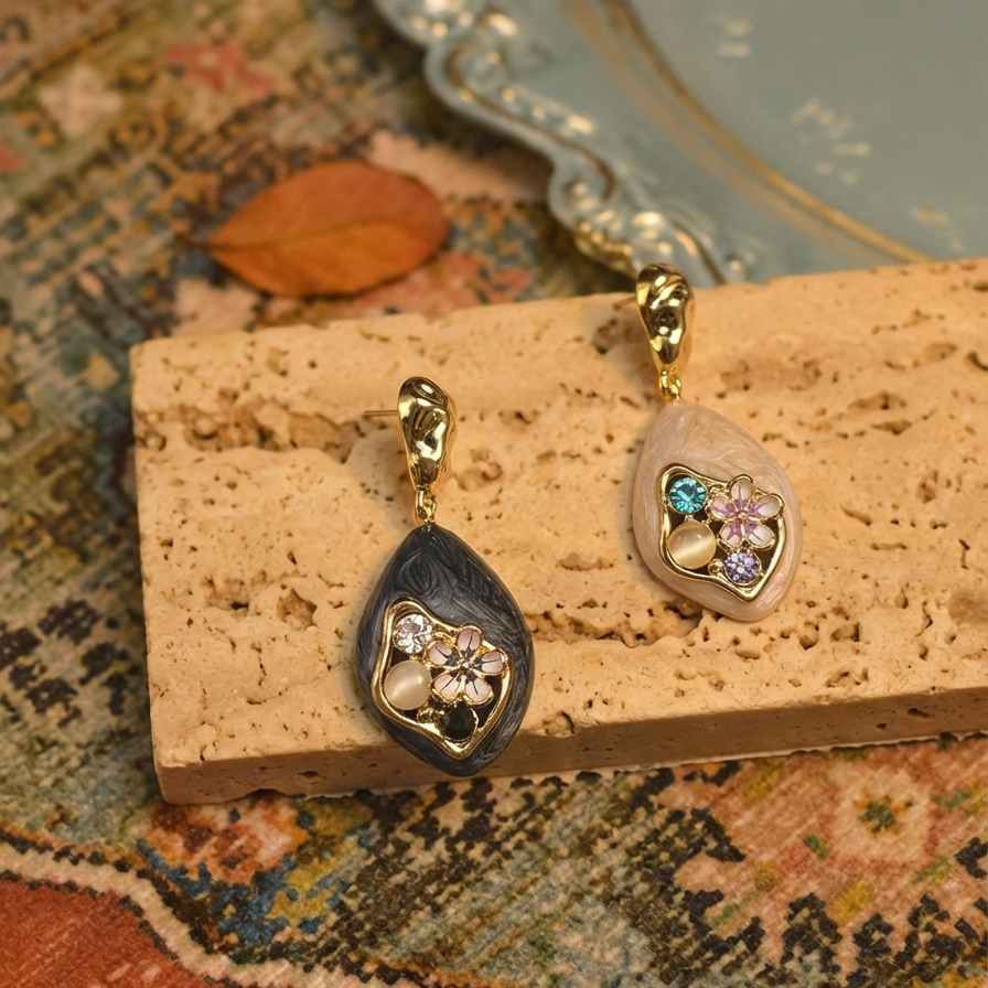Baroque Floral Teardrop Earrings