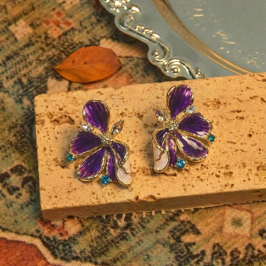 Enamel Fantasy Flower Earrings