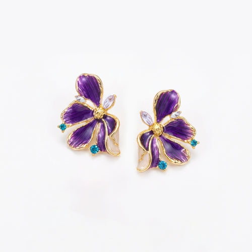 Enamel Fantasy Flower Earrings