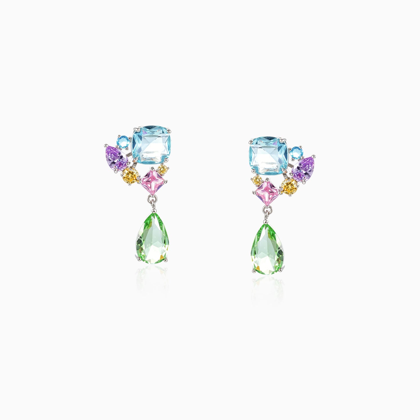 Square Cluster Drop Earrings