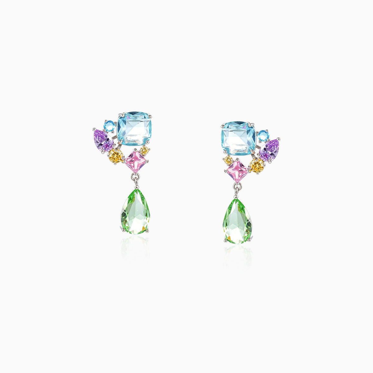 Square Cluster Drop Earrings