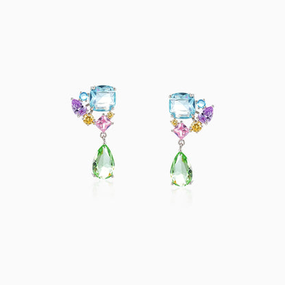 Square Cluster Drop Earrings