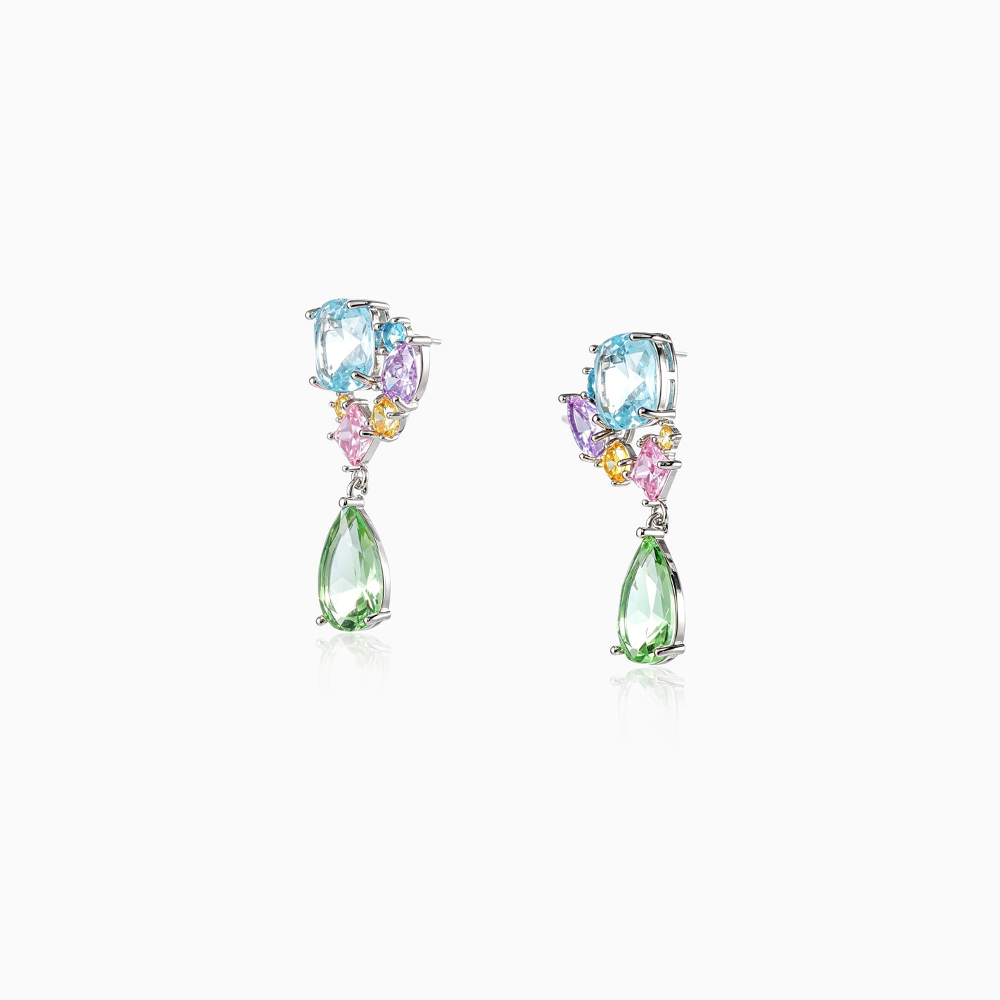Square Cluster Drop Earrings