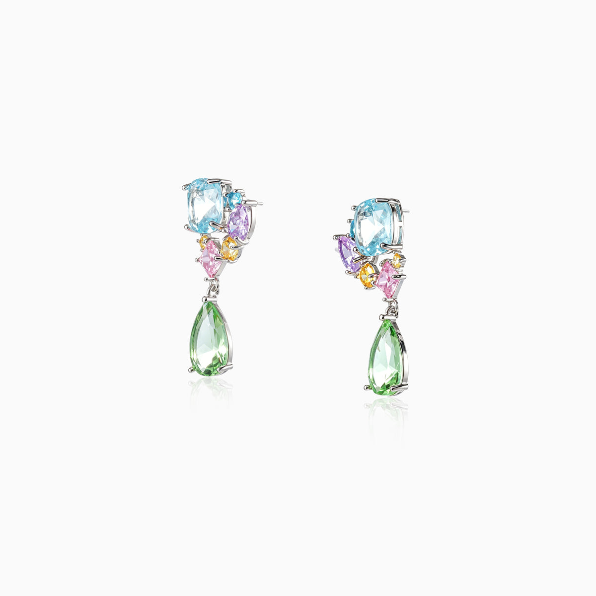 Square Cluster Drop Earrings