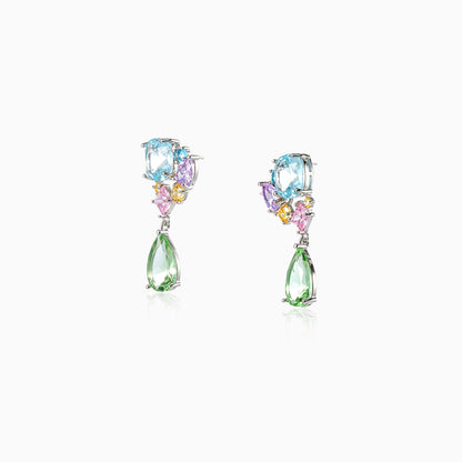 Square Cluster Drop Earrings