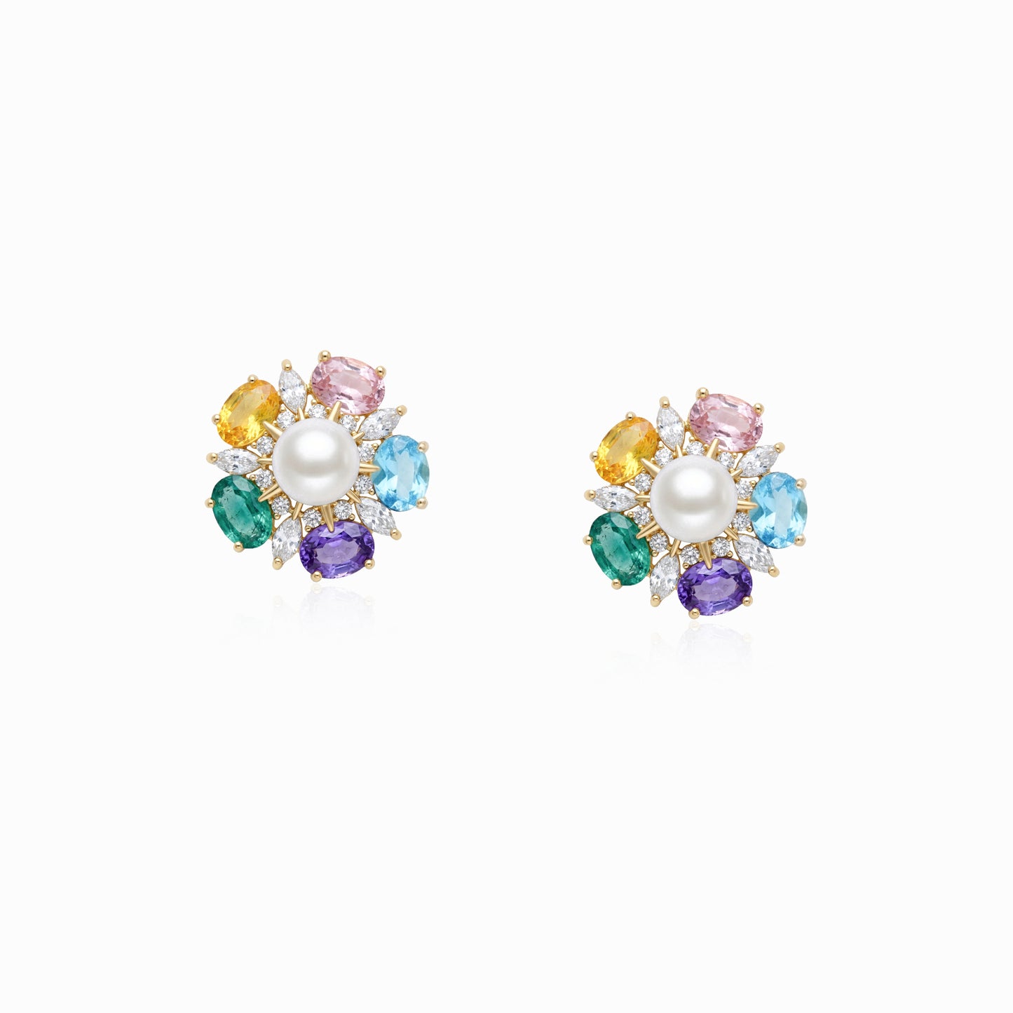Floral Pearl Halo Earrings