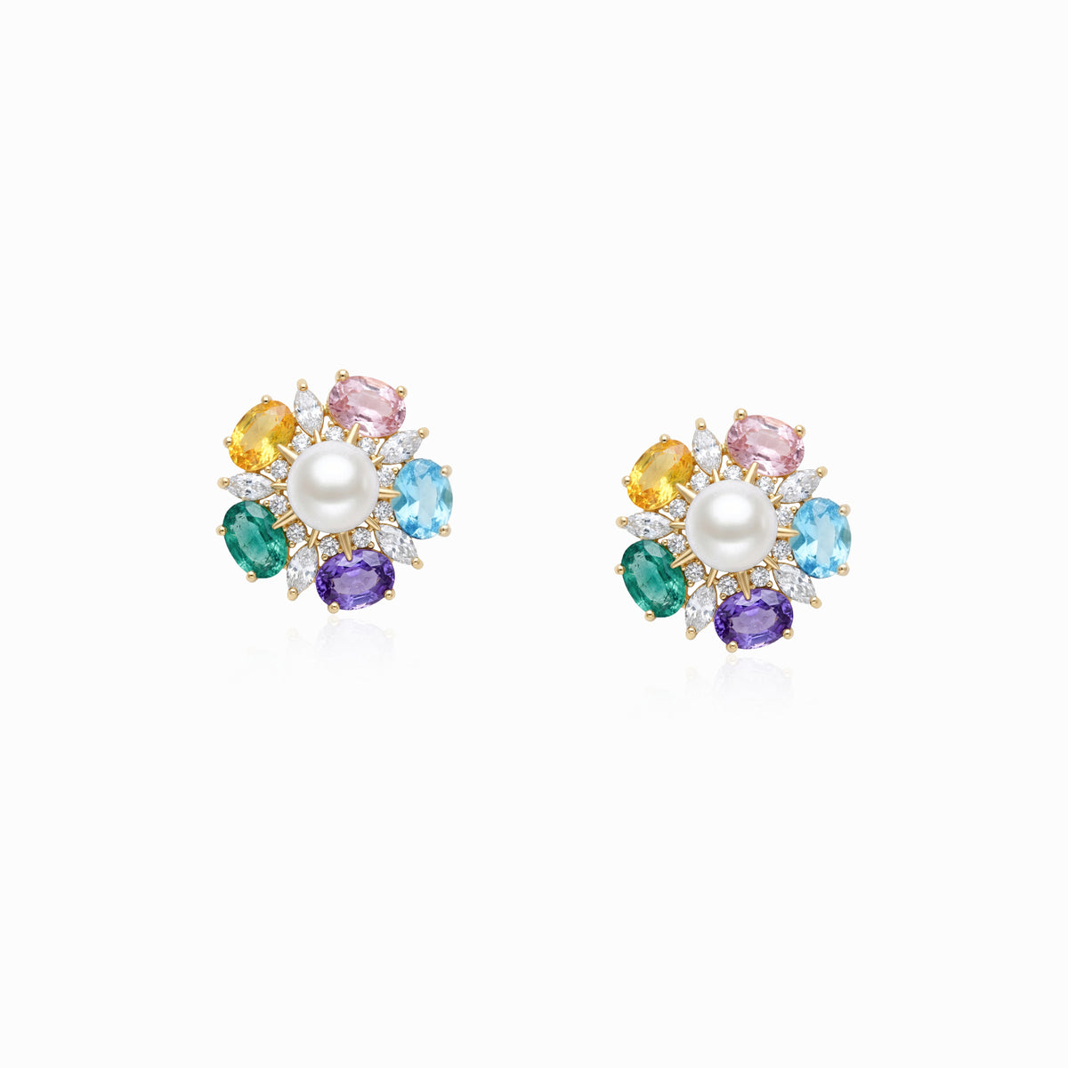 Floral Pearl Halo Earrings
