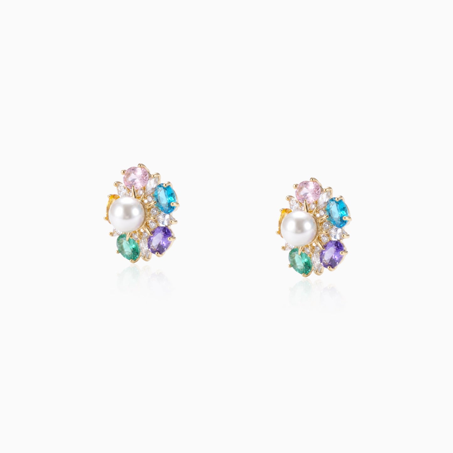 Floral Pearl Halo Earrings