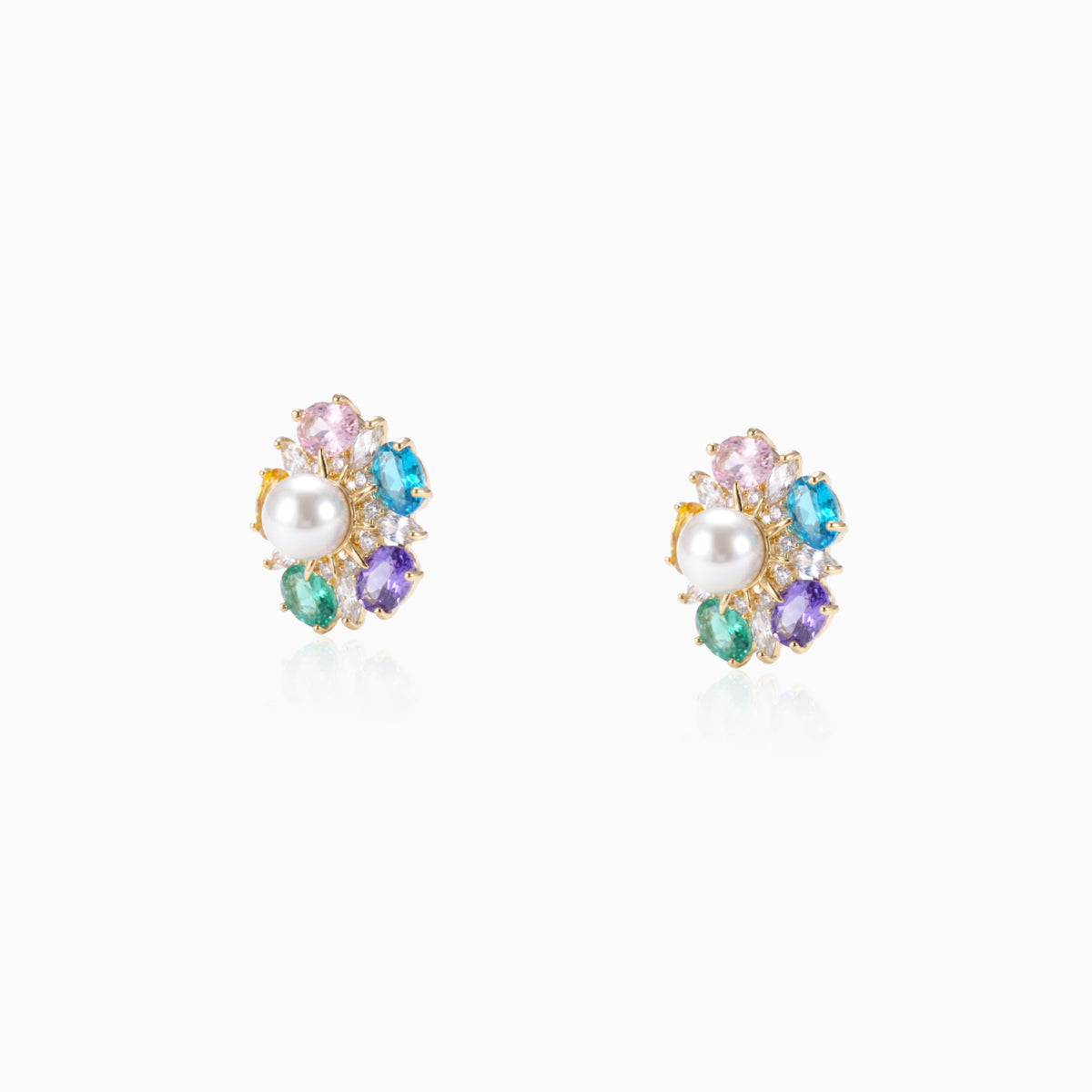 Floral Pearl Halo Earrings