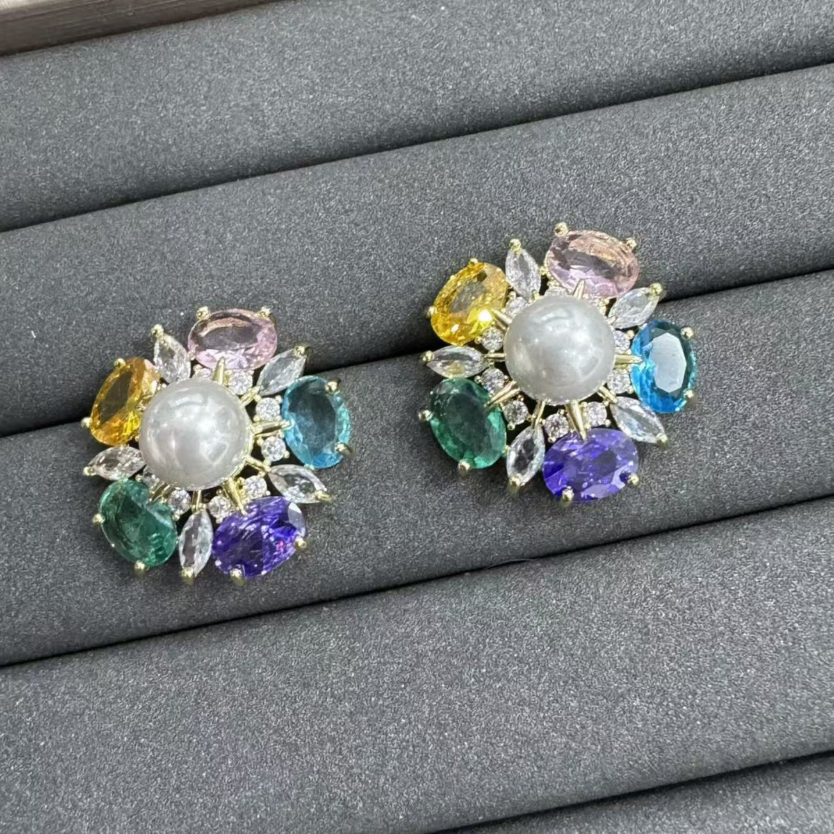 Floral Pearl Halo Earrings