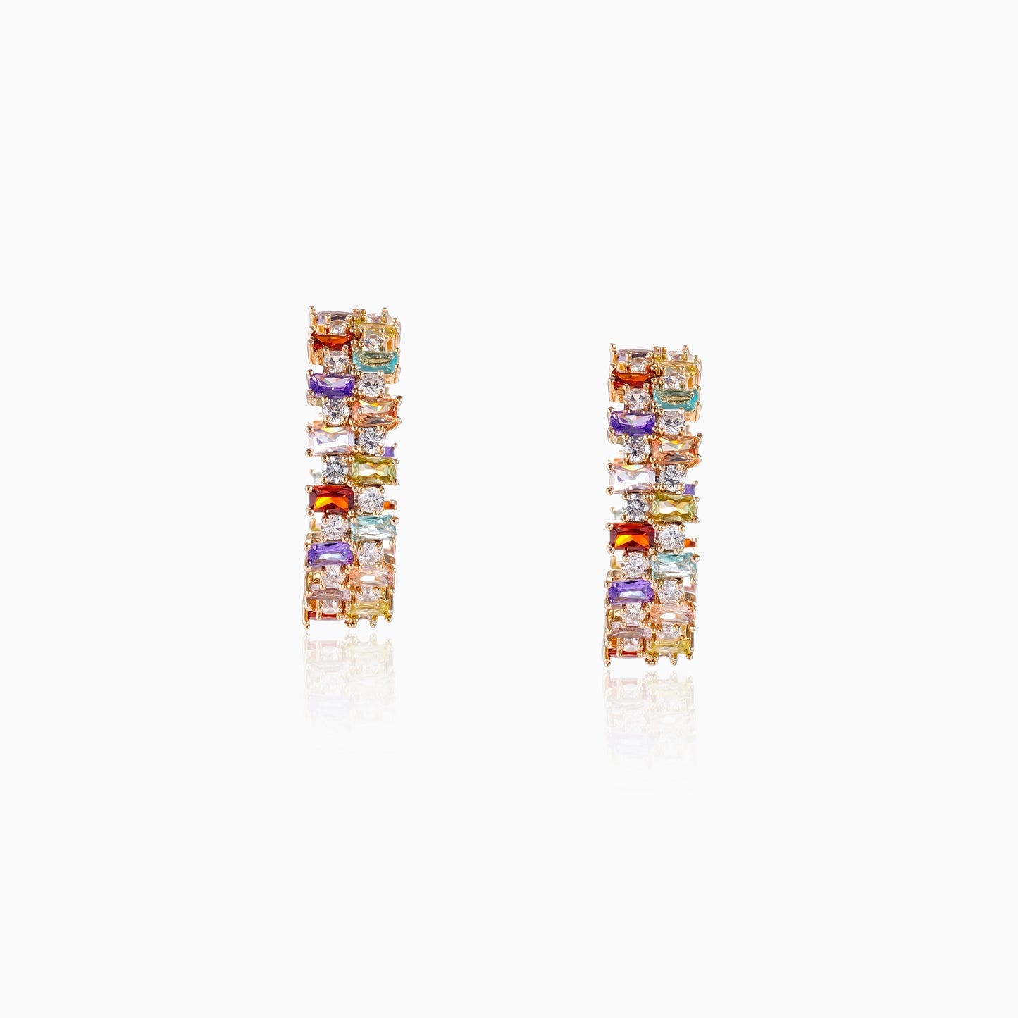 Multicolor Block Split Hoop Earrings