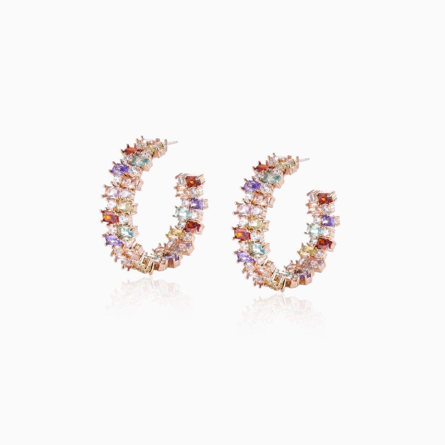 Multicolor Block Split Hoop Earrings