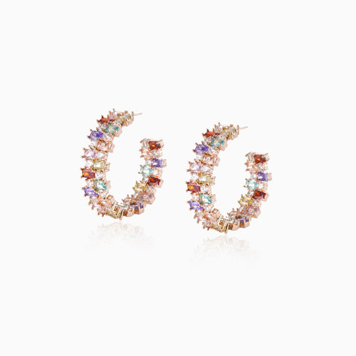 Multicolor Block Split Hoop Earrings