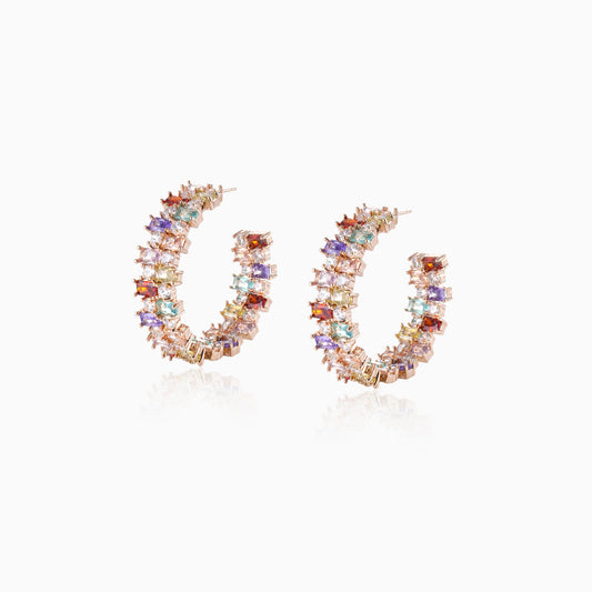 Multicolor Block Split Hoop Earrings