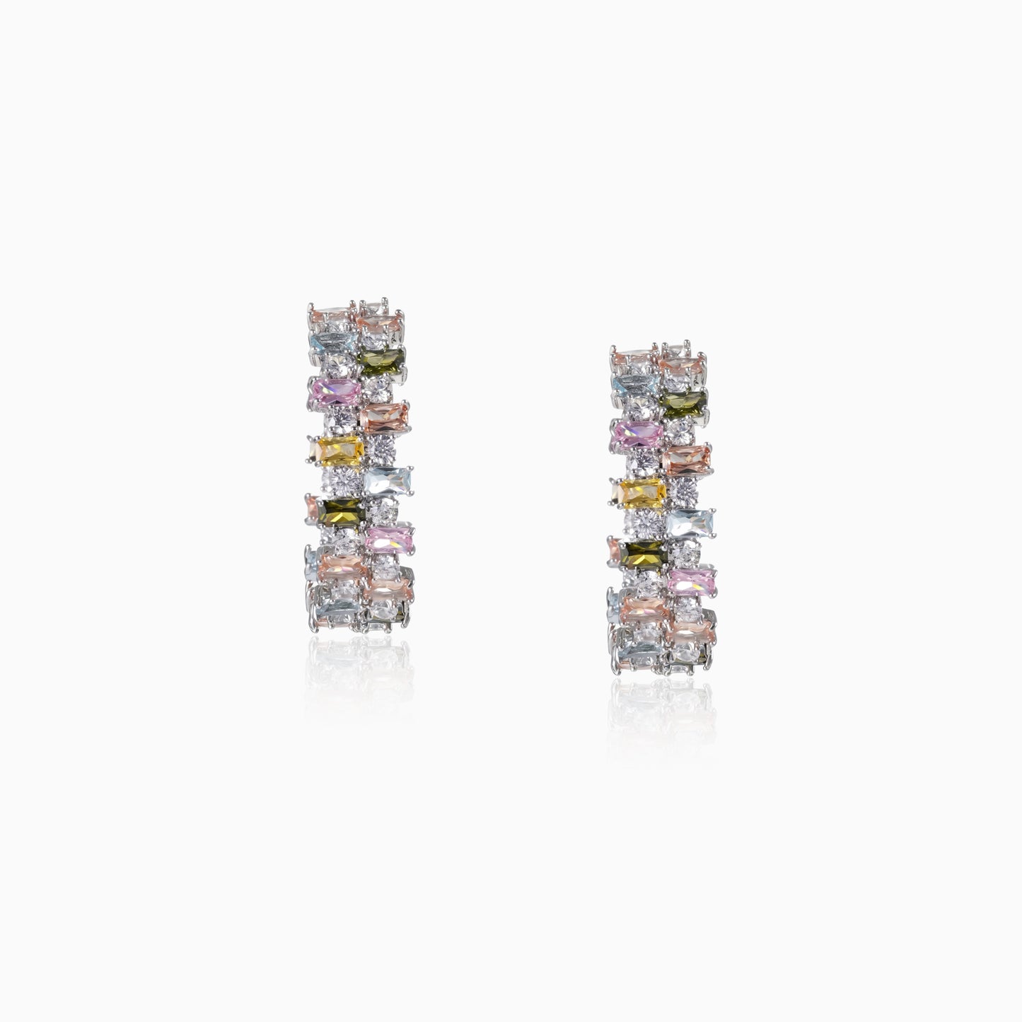 Multicolor Block Split Hoop Earrings